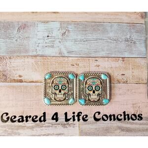 Sugar skull conchos, custom conchos, scarf slide, western replacement conchos